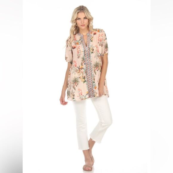 Johnny Was Workshop Puff Sleeve Effortless Tunic Top - Picture 2 of 10